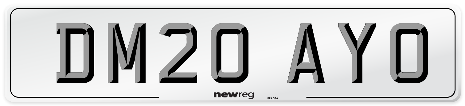 DM20 AYO Number Plate from New Reg